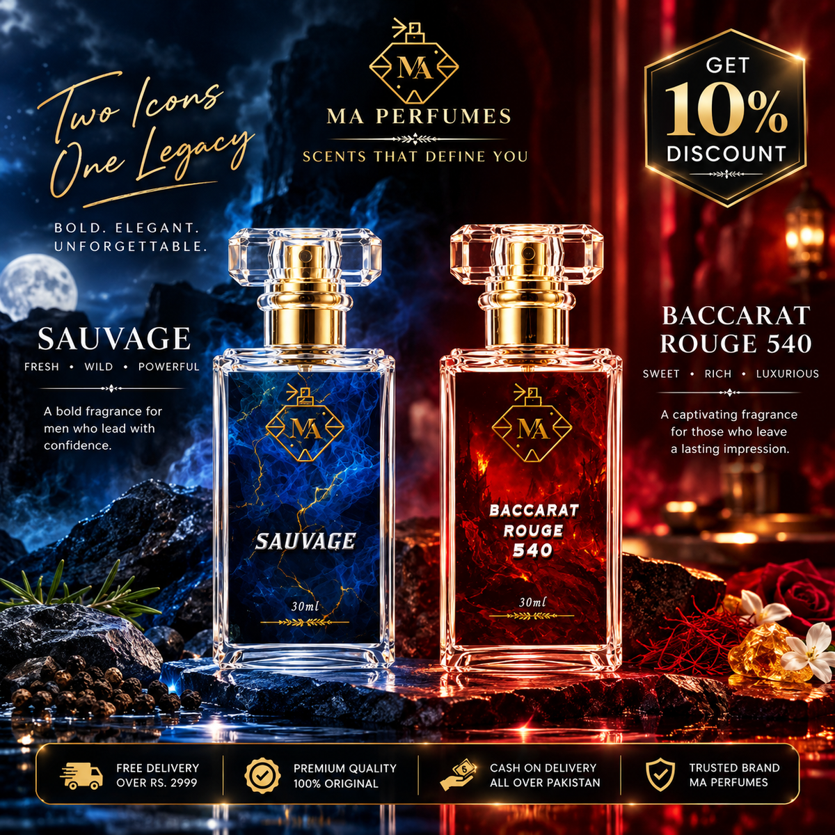 Sauvage + Baccarat Rouge 540 – Premium Perfume Deal | MA PERFUMES